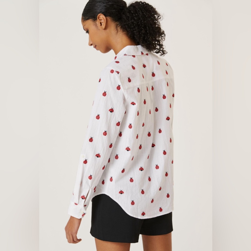 NWT Maeve by Anthropologie Classic Lady Bug Buttondown, Size L - Picture 3 of 13